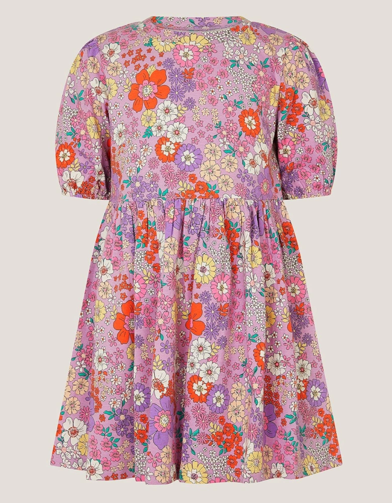 Girls Floral Jersey Dress - Multi