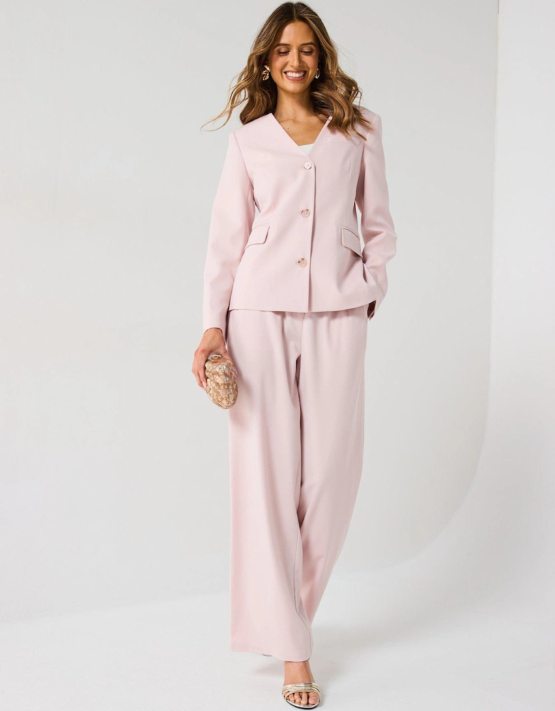Pleat Detail Tailored Wide Leg Trouser