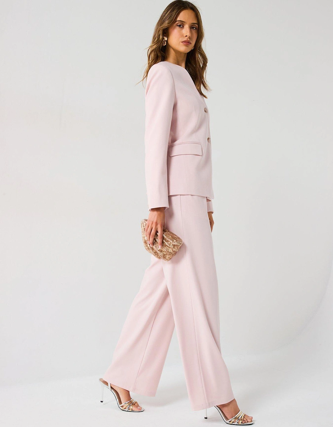 Pleat Detail Tailored Wide Leg Trouser