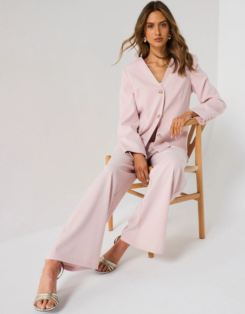 Pleat Detail Tailored Wide Leg Trouser