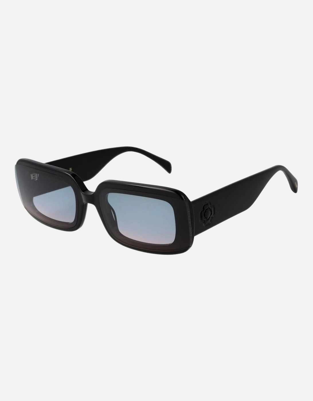 Gradient Blue Lens Black Rectangular Sunglasses Women, 4 of 3