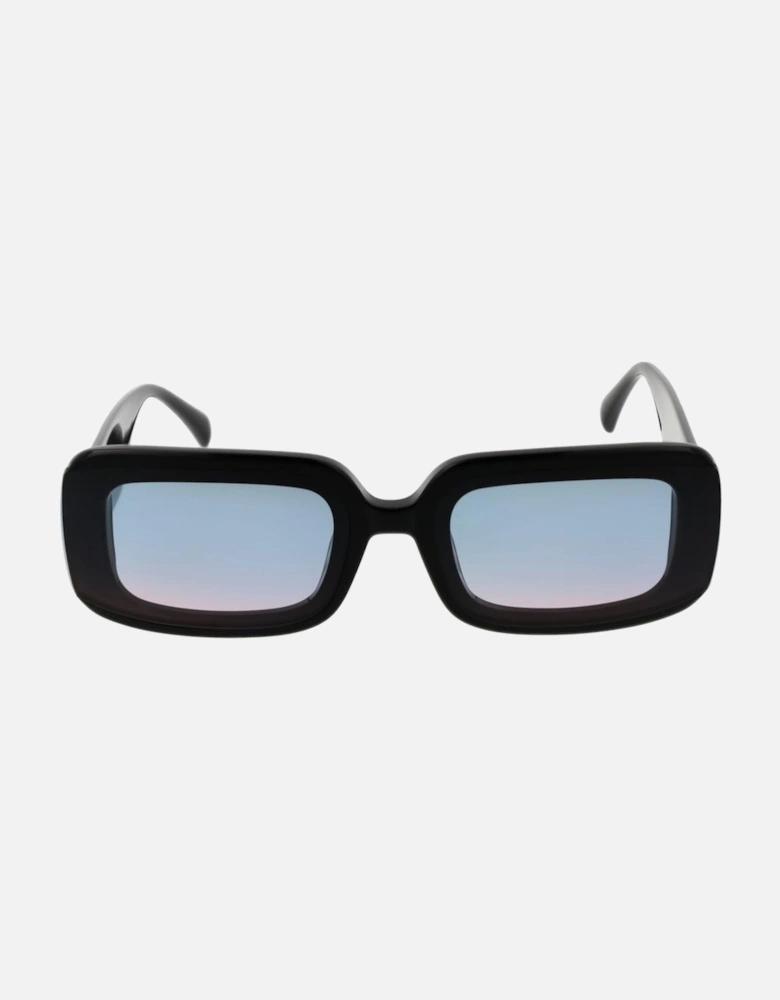 Gradient Blue Lens Black Rectangular Sunglasses Women