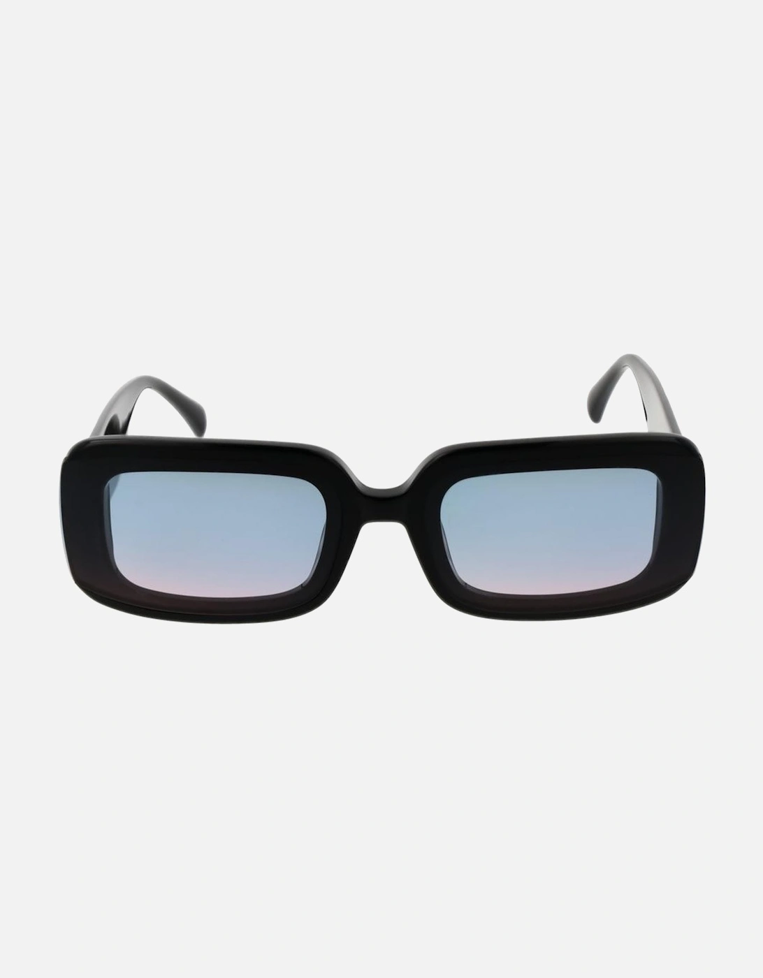 Gradient Blue Lens Black Rectangular Sunglasses Women
