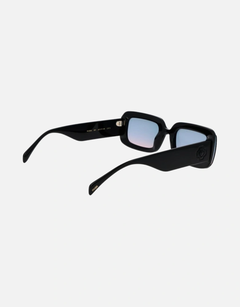 Gradient Blue Lens Black Rectangular Sunglasses Women