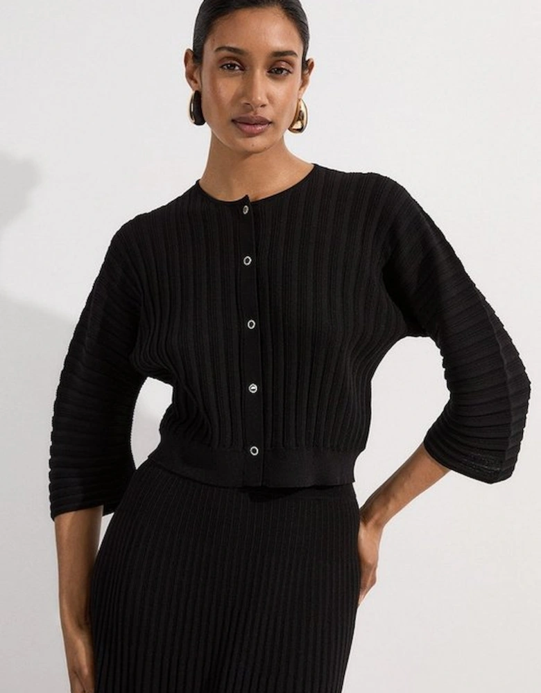 Pleated Rib Summer Knit Cardigan