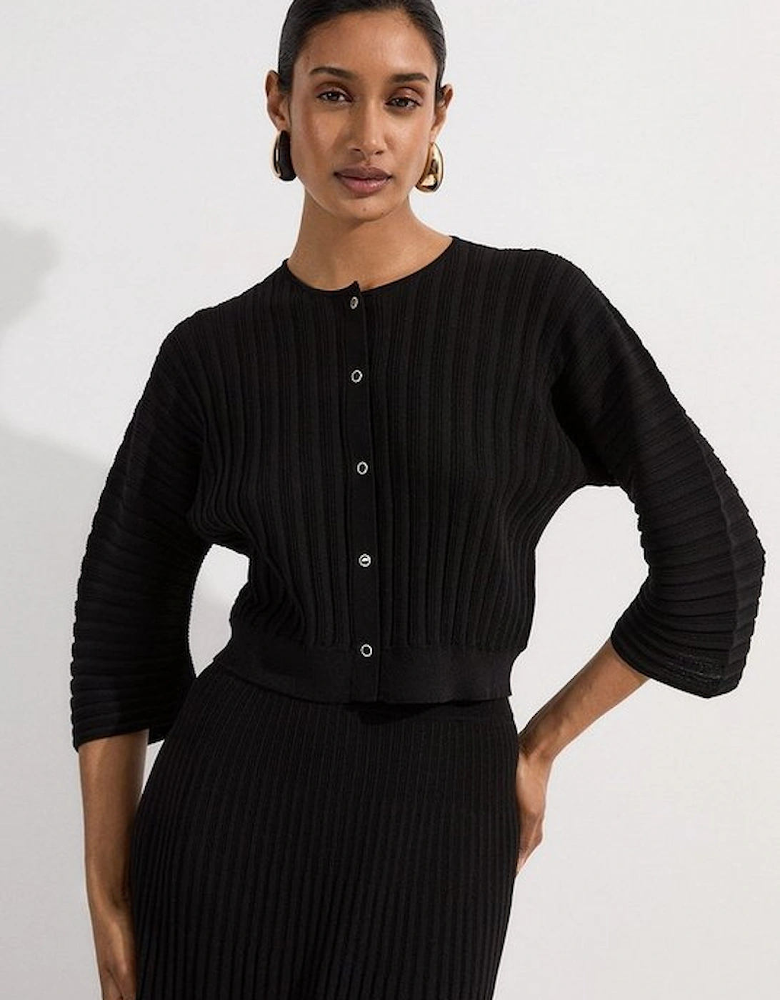 Pleated Rib Summer Knit Cardigan, 4 of 3