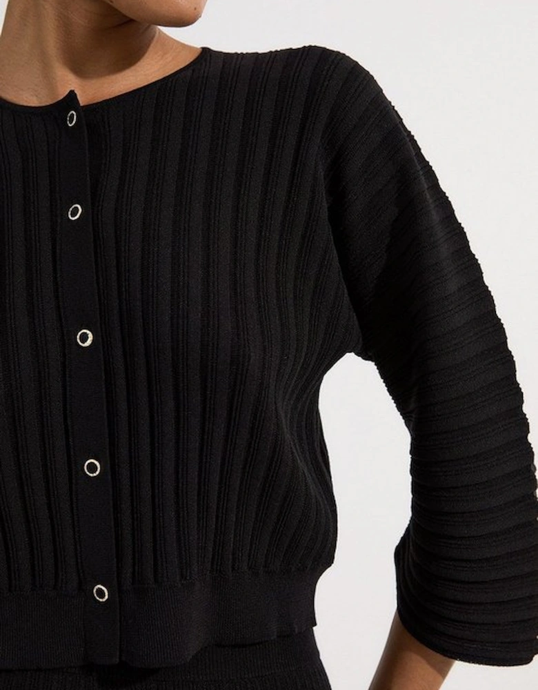 Pleated Rib Summer Knit Cardigan