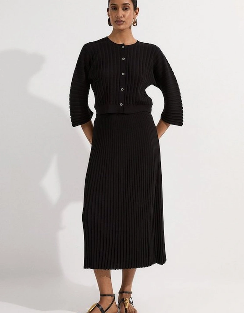 Pleated Rib Summer Knit Cardigan