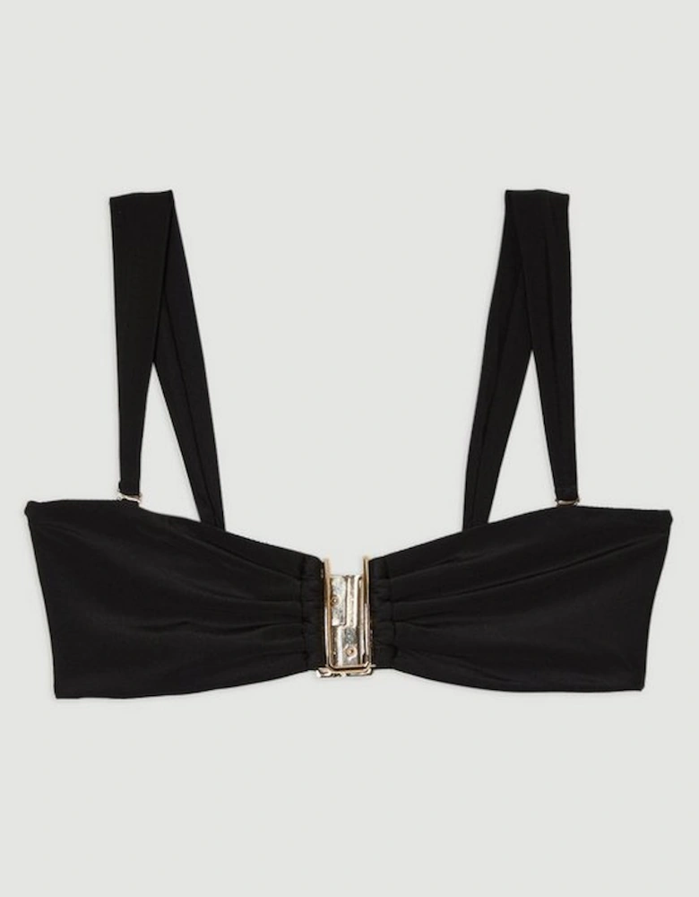 Detachable Strap Gold Trim Bikini Top