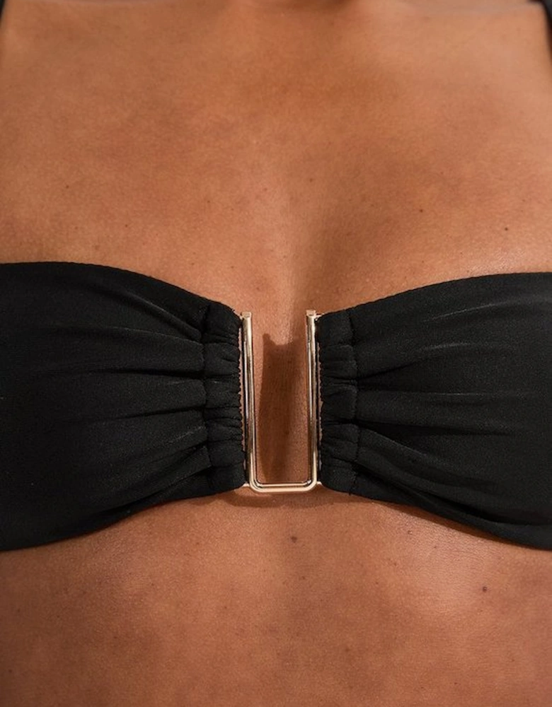 Detachable Strap Gold Trim Bikini Top