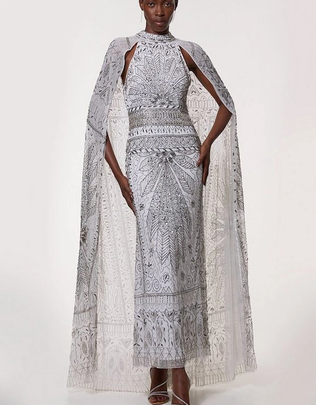 Petite Embellished Detail Drapey Woven Maxi Dress, 4 of 3