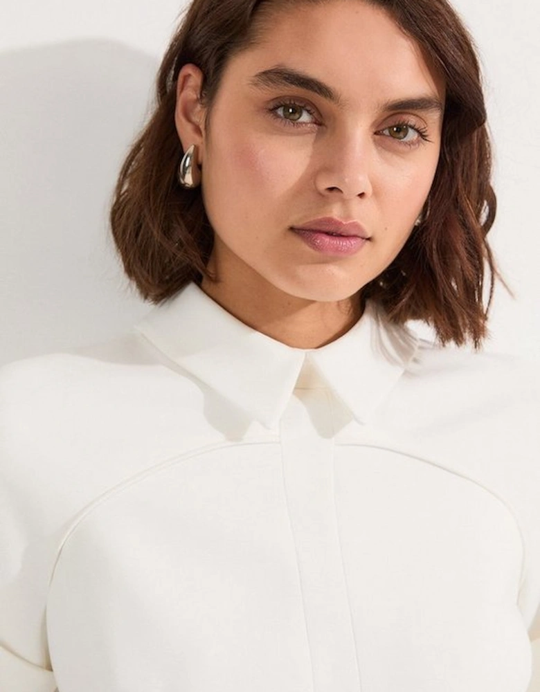 Compact Stretch Tab Detail Full Skirted Midi Dress