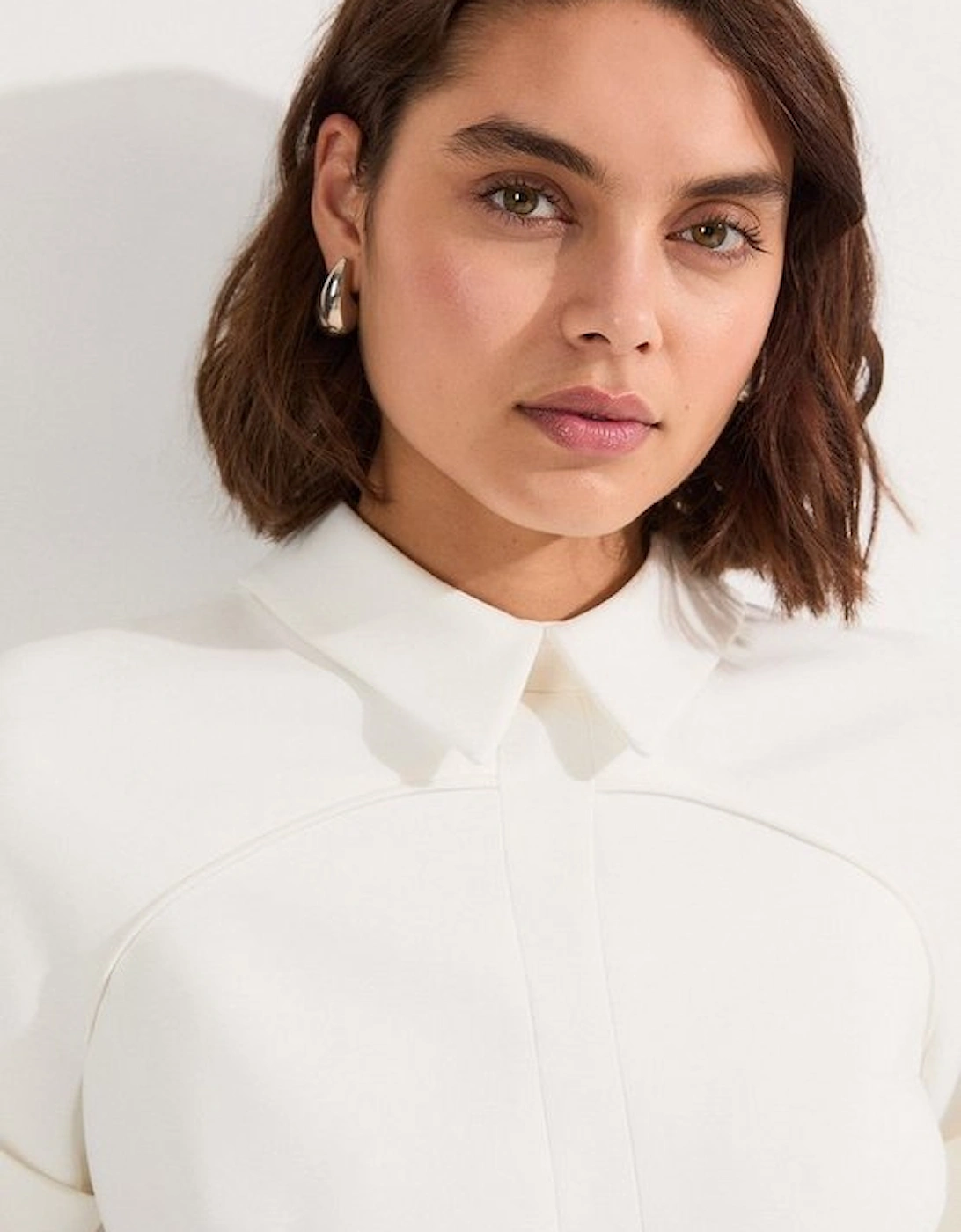 Compact Stretch Tab Detail Full Skirted Midi Dress