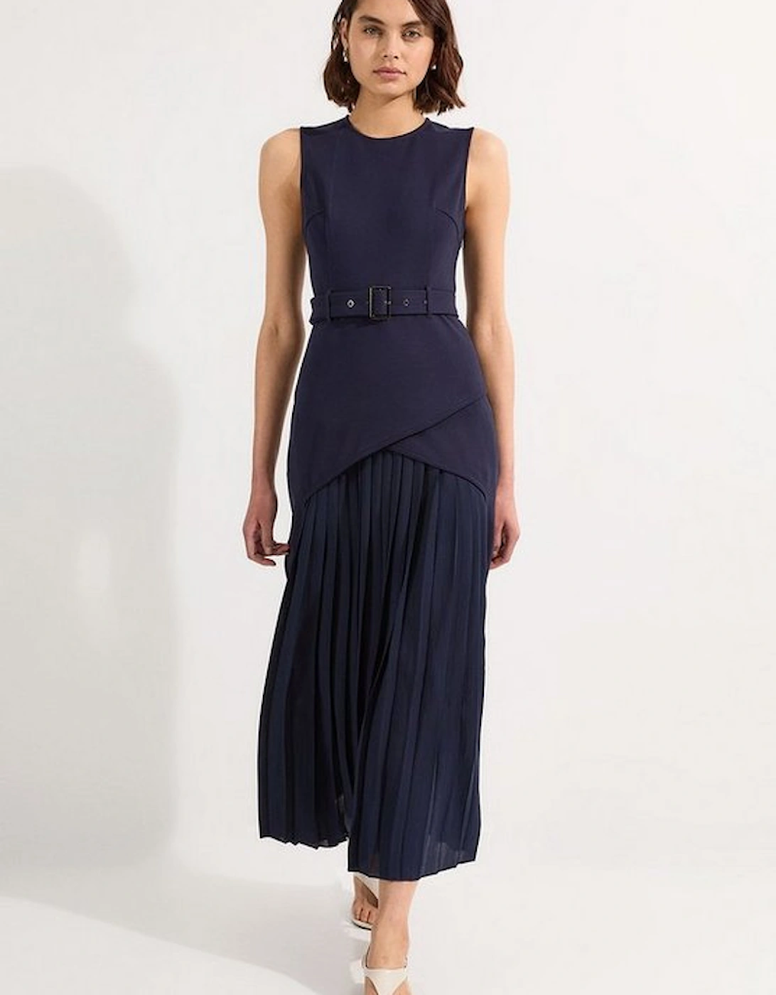 Ponte And Georgette Jersey Pleated Maxi Dress, 5 of 4