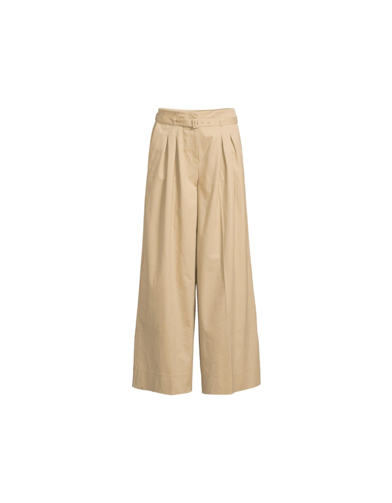 Belted Extra Wide Leg Trousers - Beige 