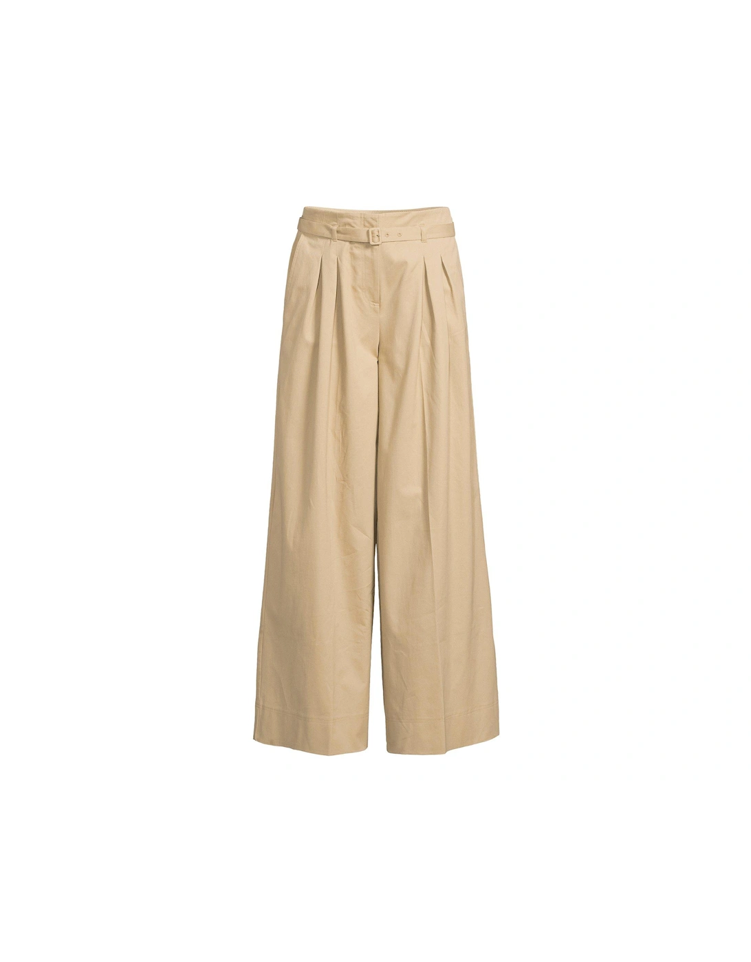 Belted Extra Wide Leg Trousers - Beige 