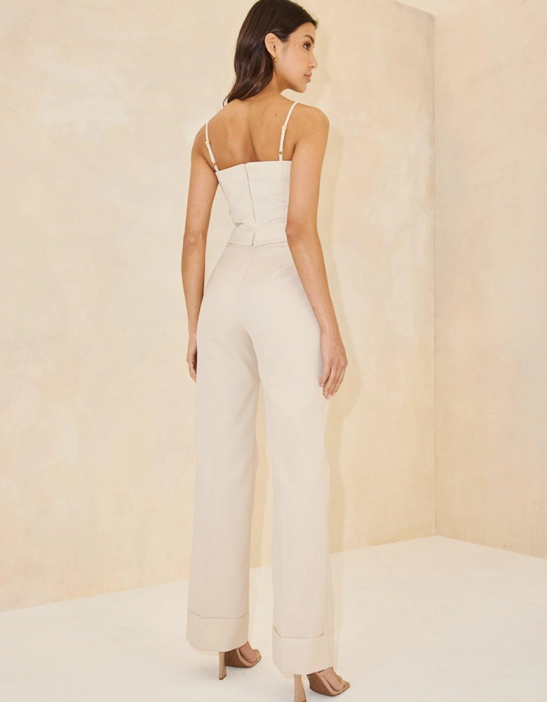Co-Ord Tailored Corset Strappy Top - Beige