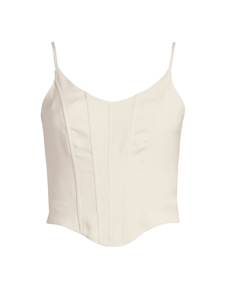 Co-Ord Tailored Corset Strappy Top - Beige