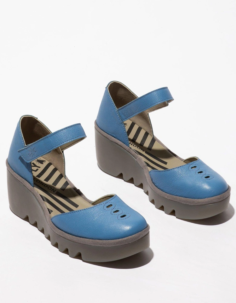 Biso Round Toe Wedge Shoe - Blue