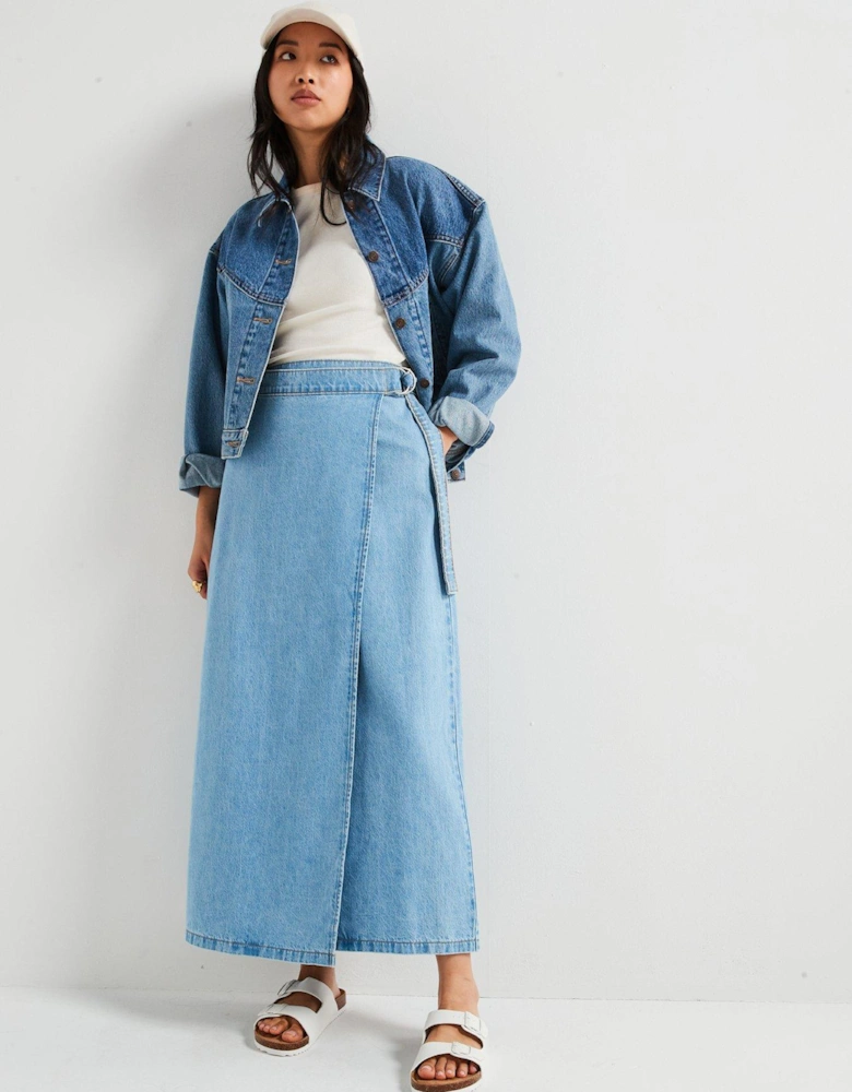 Column Wrap Skirt - Wrapped In Blue