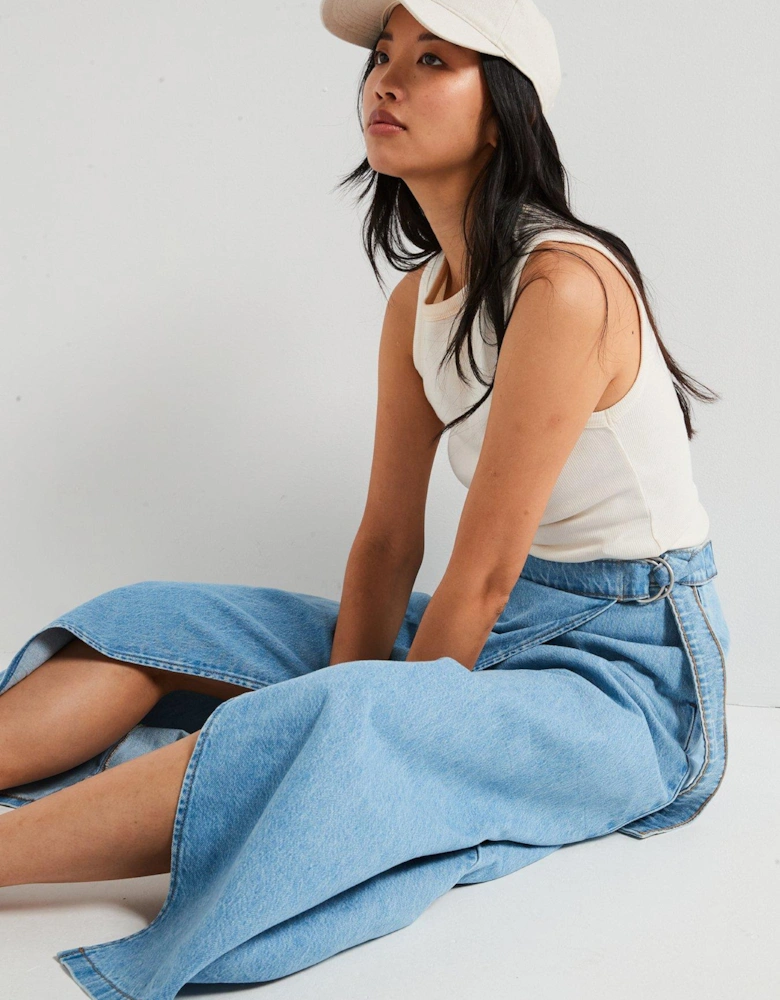 Column Wrap Skirt - Wrapped In Blue