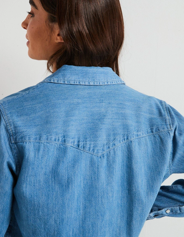 Iconic Western Linen+ Denim Shirt - Blue