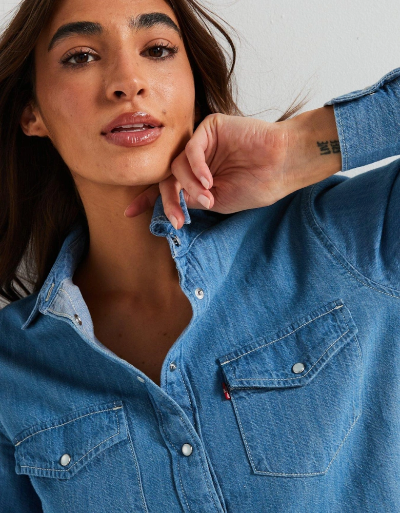 Iconic Western Linen+ Denim Shirt - Blue