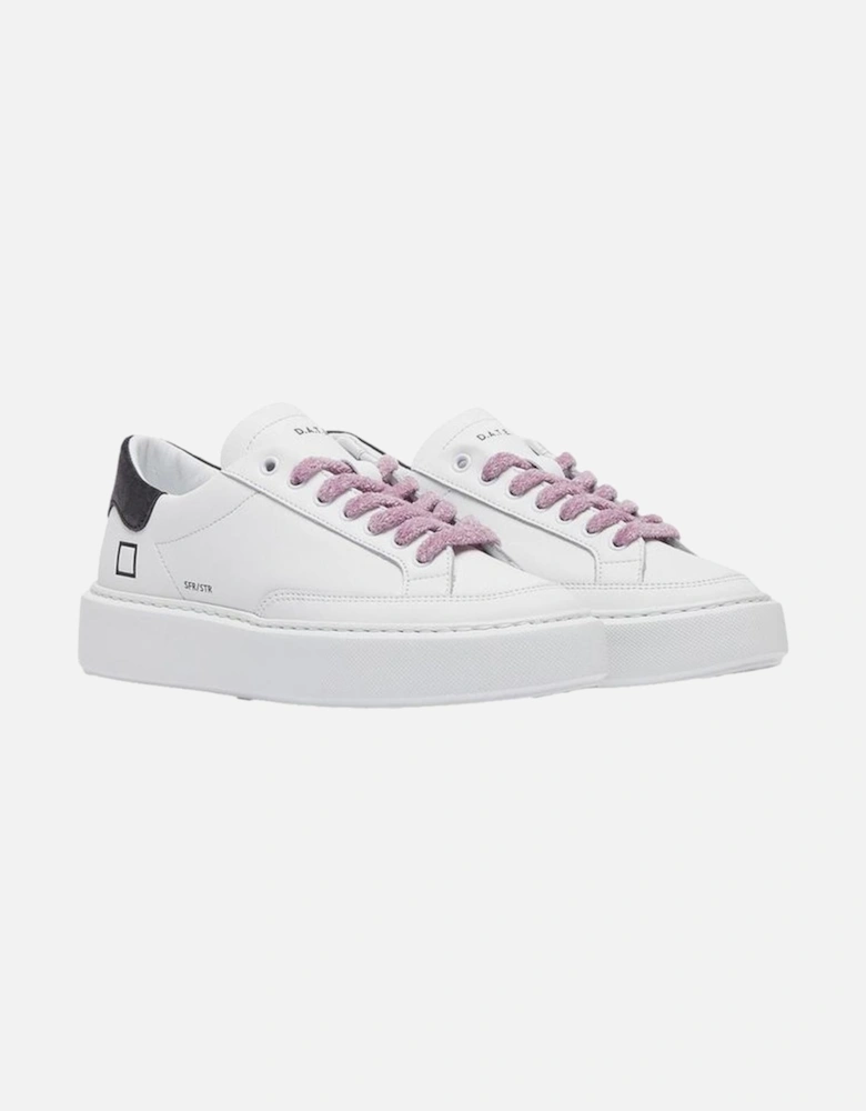 Leather Stripe Sneakers with Logo Detailing Women - Beige