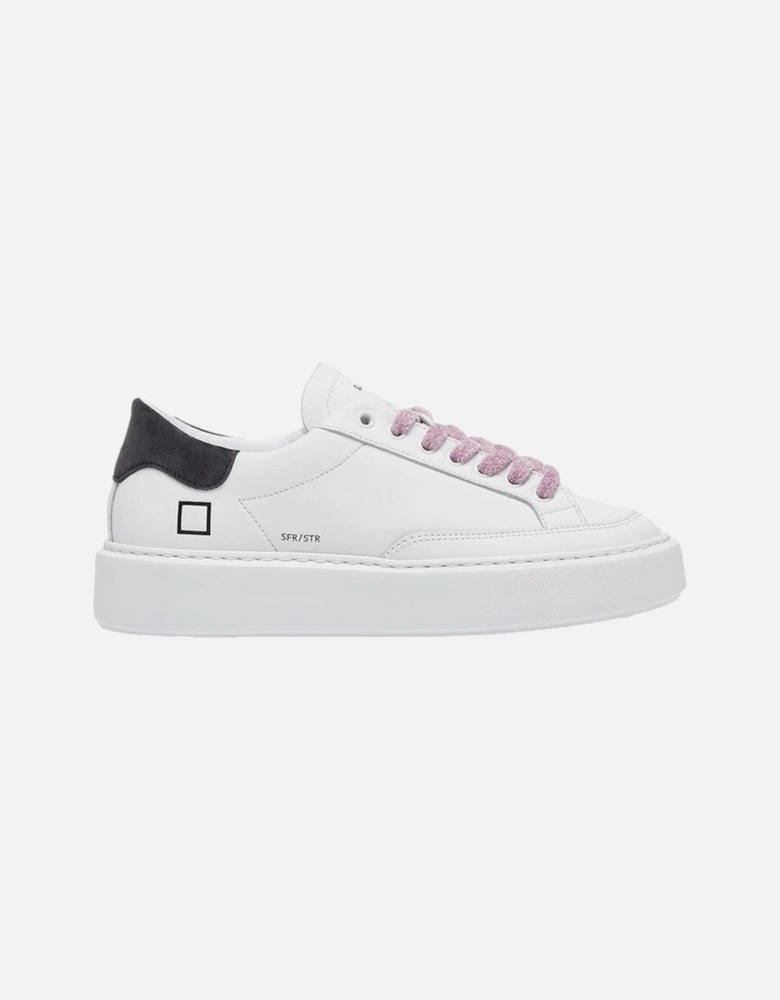 Leather Stripe Sneakers with Logo Detailing Women - Beige