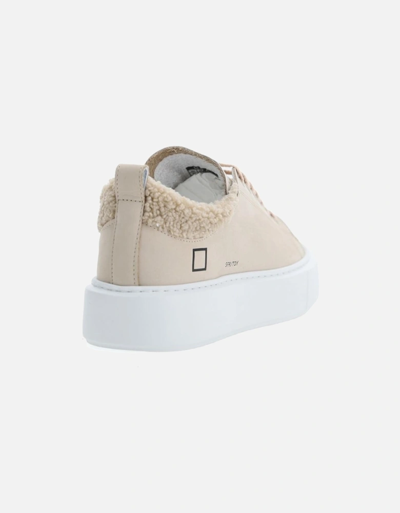 Teddy Leather Logo Sneakers Women - Beige
