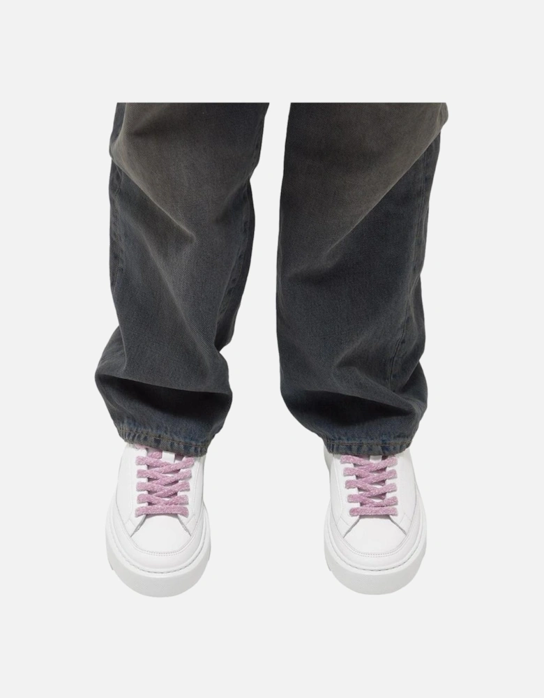 Leather Stripe Sneakers with Logo Detailing Women - Beige