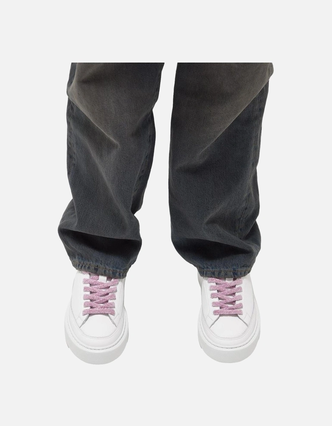Leather Stripe Sneakers with Logo Detailing Women - Beige