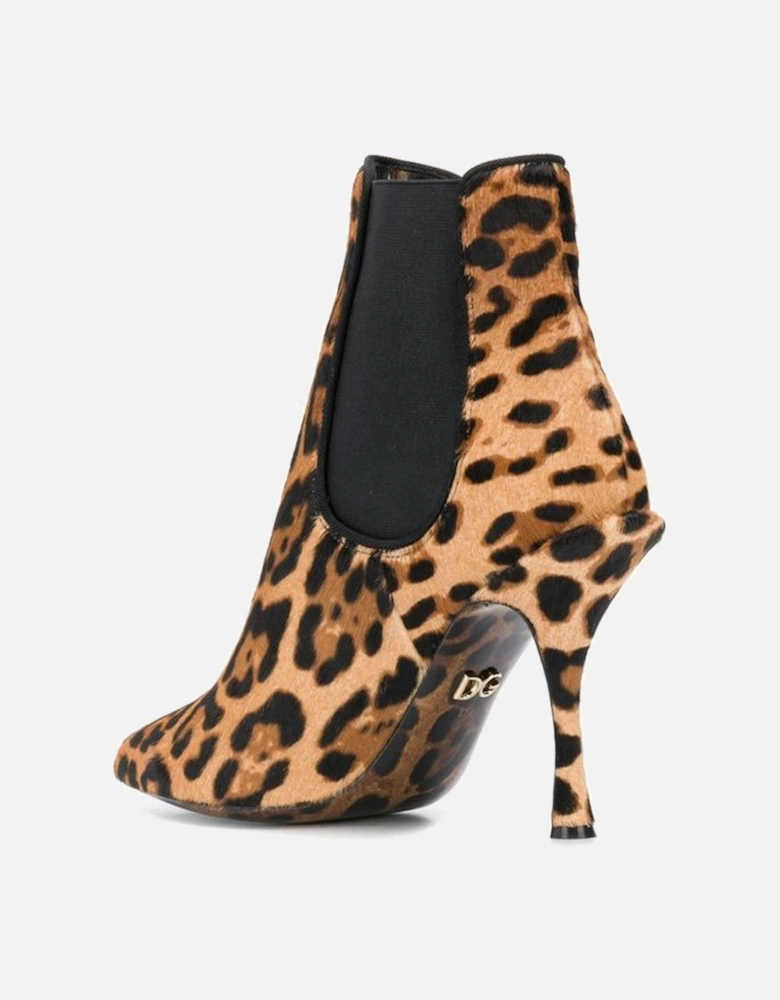 Leopard Print Pointed Stiletto Ankle Boots Women - Brown