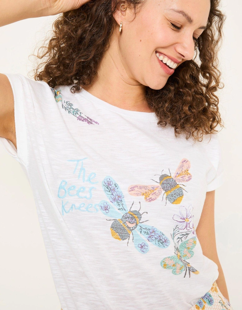 Betty Bee Graphic Pyjama T-Shirt - White