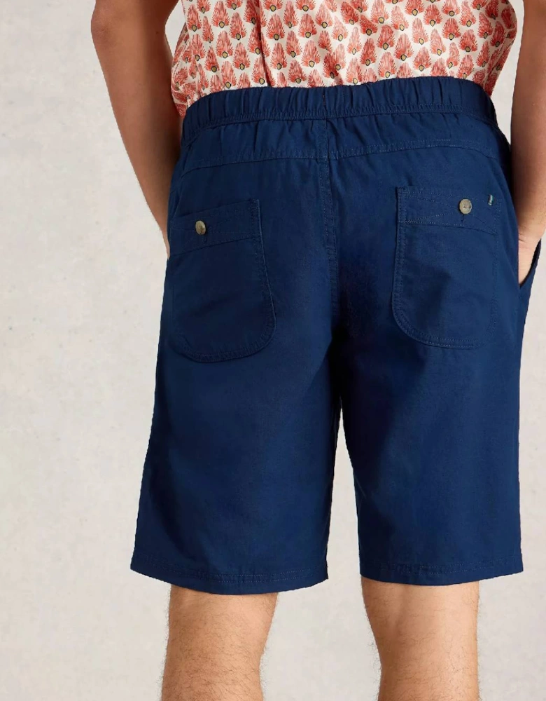 Men's Drawstring Linen Blend Short Dark Navy