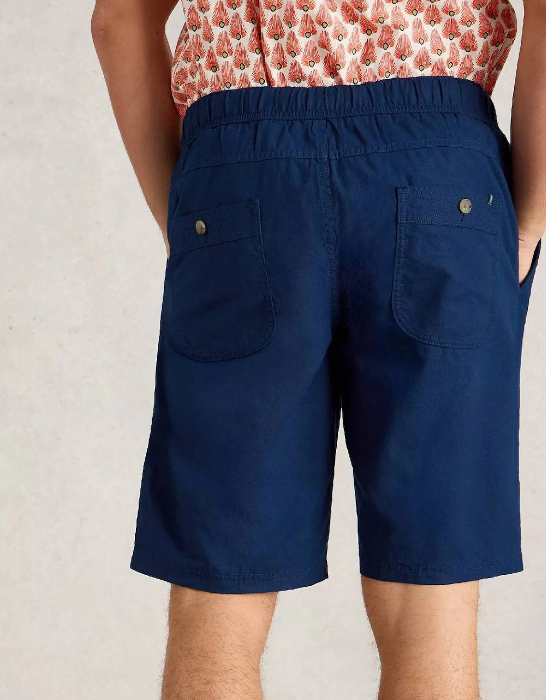 Men's Drawstring Linen Blend Short Dark Navy