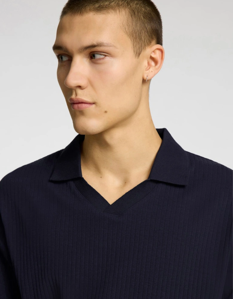 Homme Tristan Structure Rib Short Sleeve Polo Sky Captain