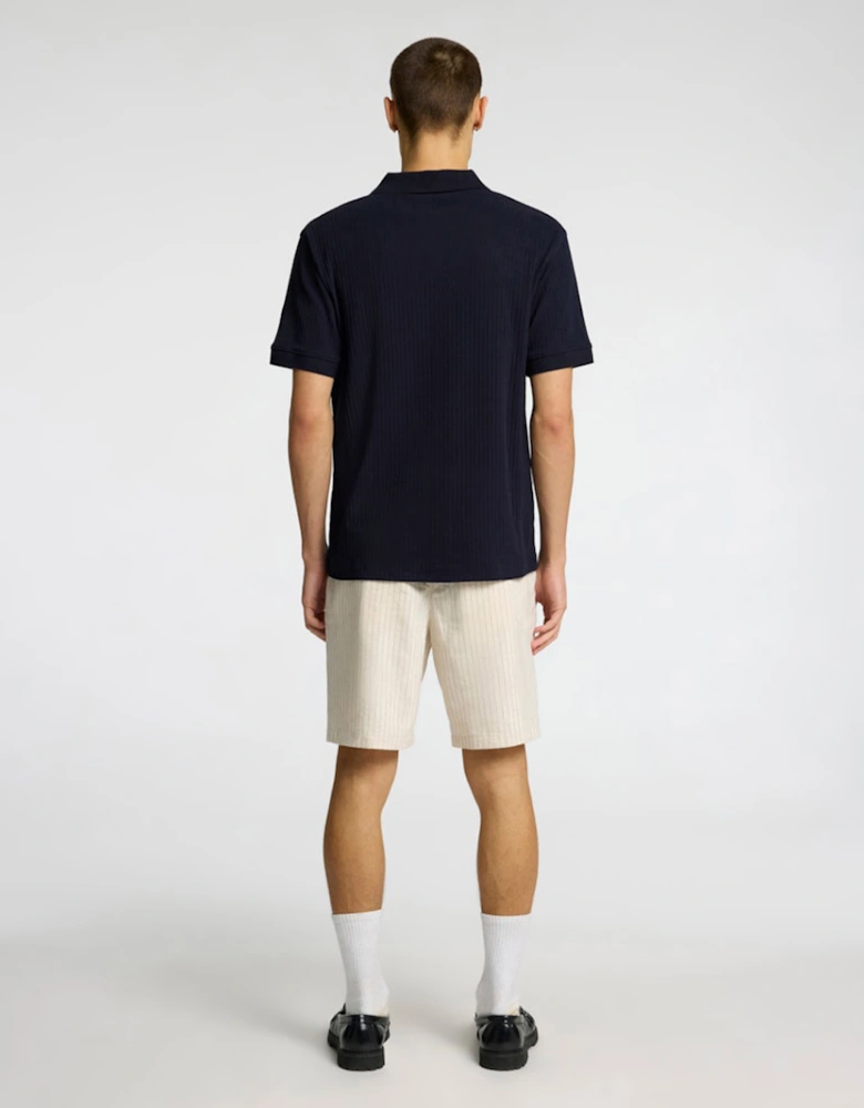 Homme Tristan Structure Rib Short Sleeve Polo Sky Captain