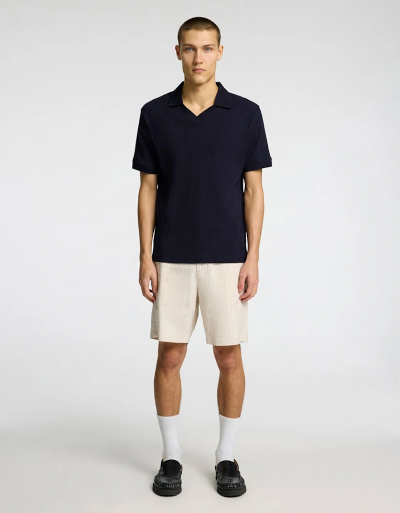 Homme Tristan Structure Rib Short Sleeve Polo Sky Captain