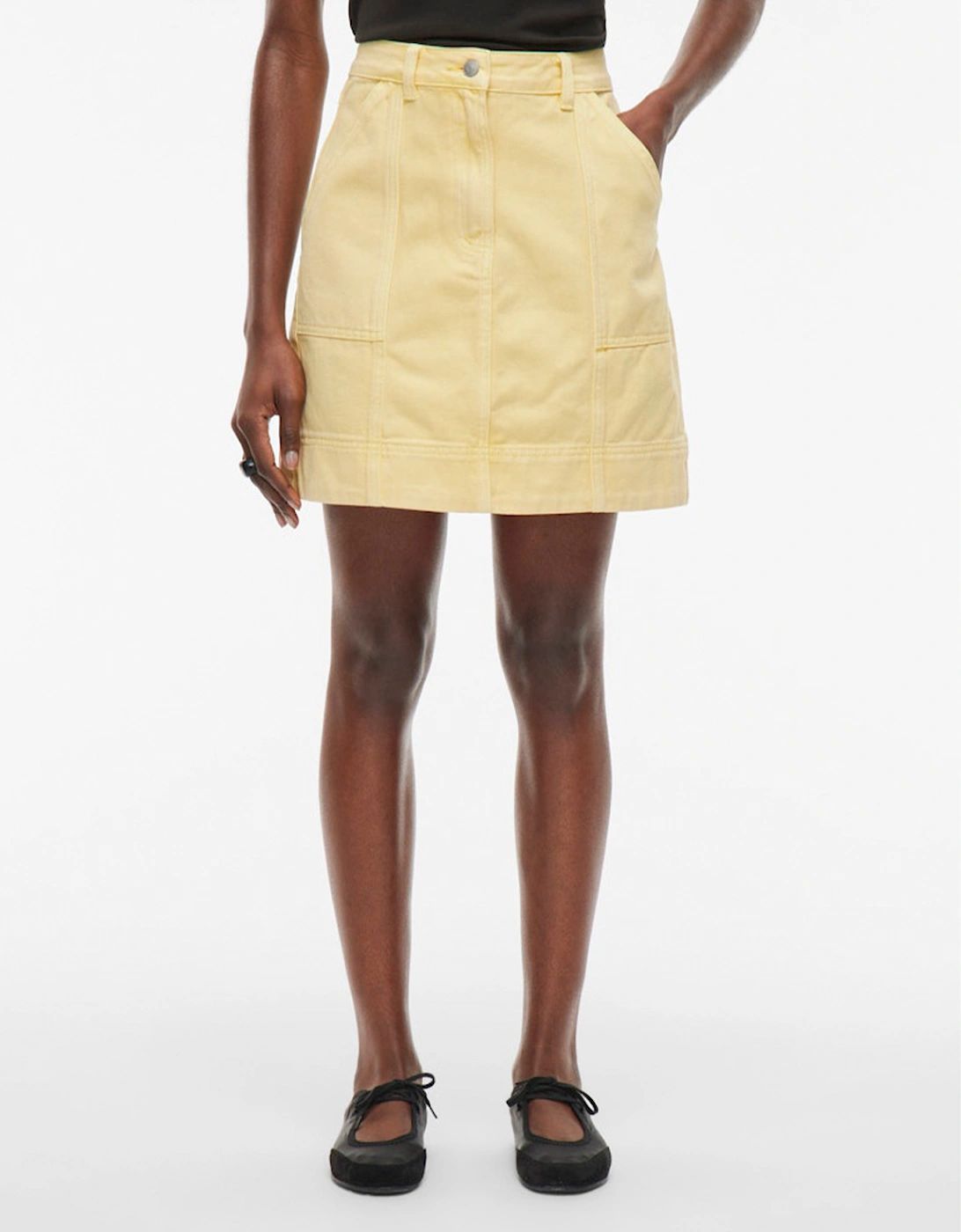 Rouge Edit Women's Jolie Heavyweight Short Denim Skirt Pineapple Slice, 7 of 6
