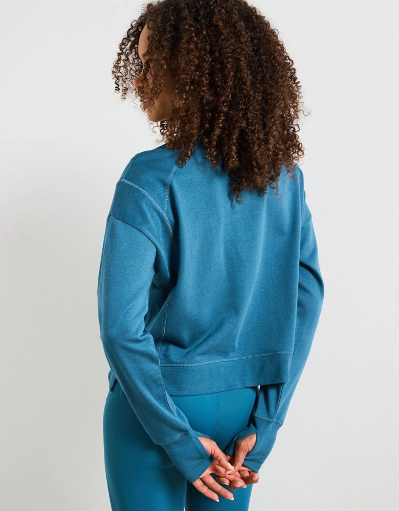 Womens Training After Class Crop Sweatshirt - Blue