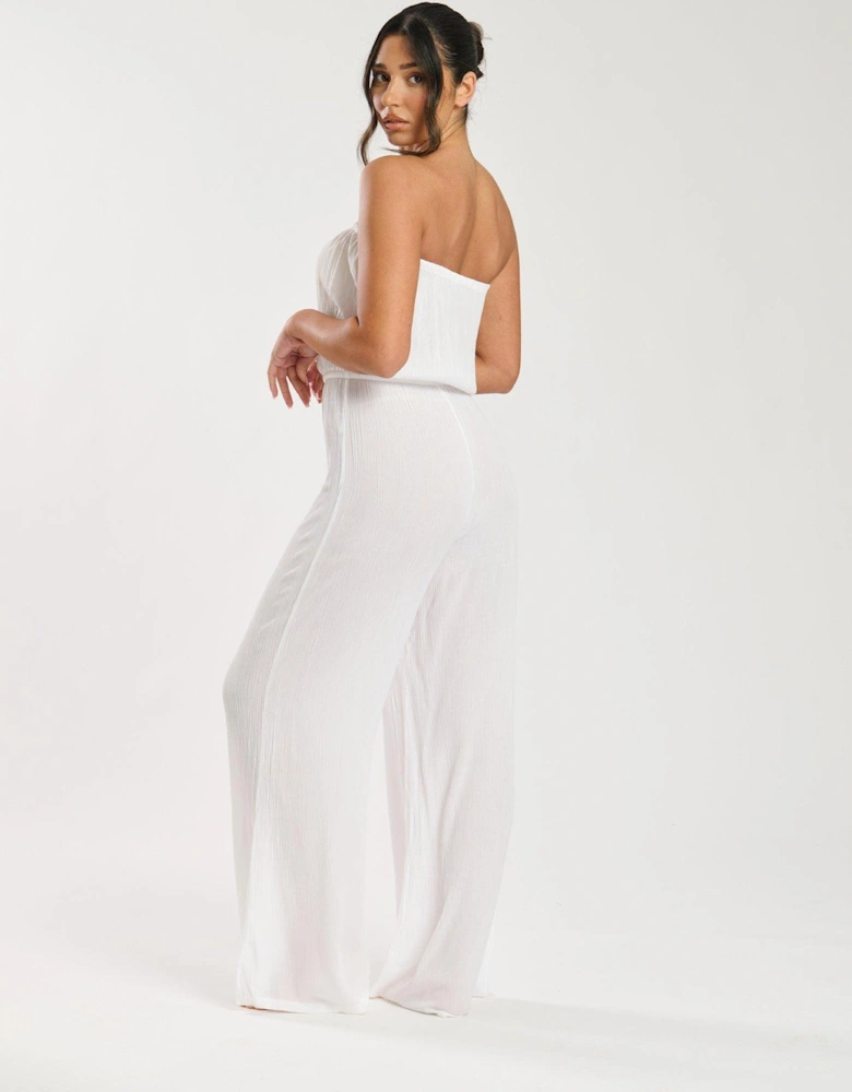 Crinkle Viscose Strapless Jumpsuit