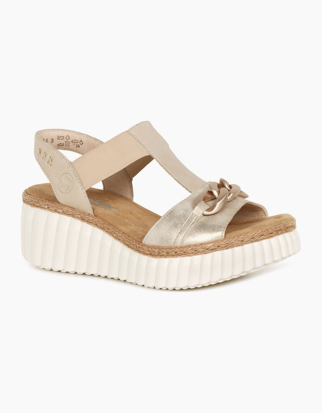 Rieker Women's Tan Dominica Wedge Heel Sandals  6.5 Size 6.5