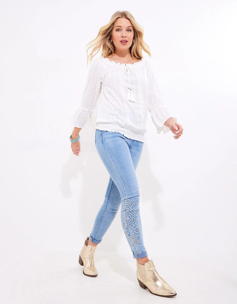 Prettiest Broderie Top - White