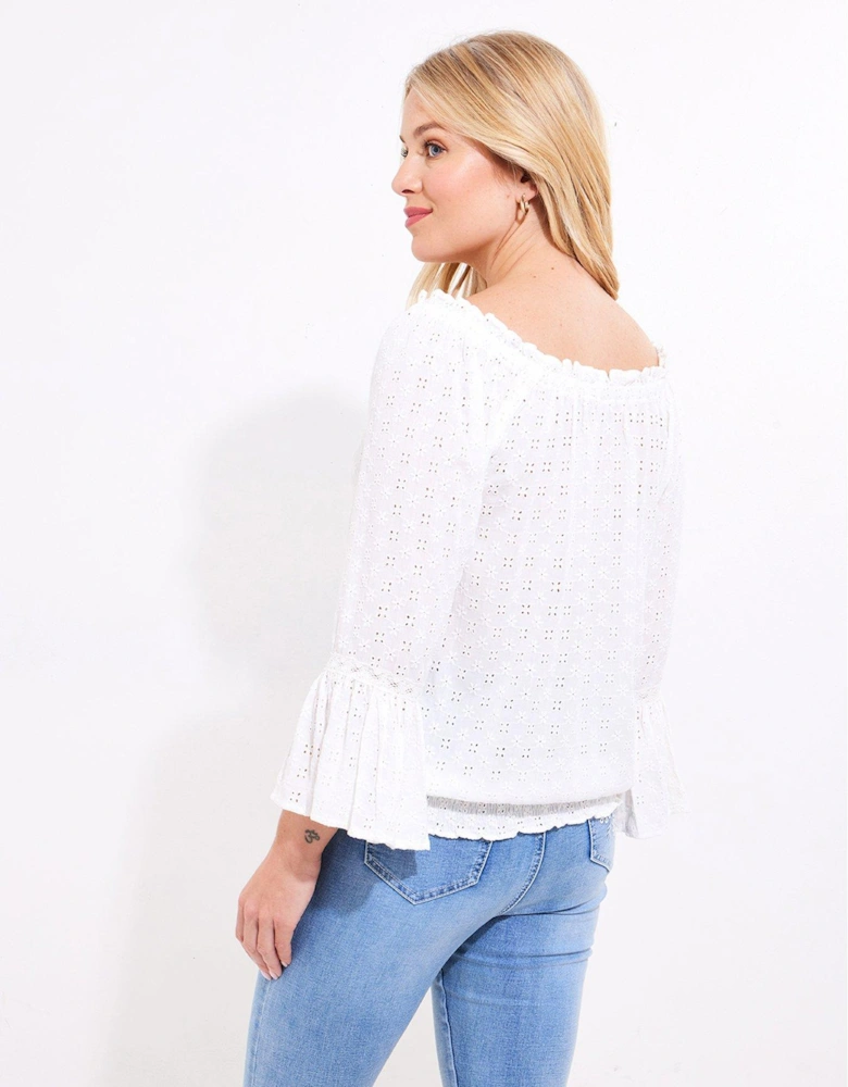 Prettiest Broderie Top - White