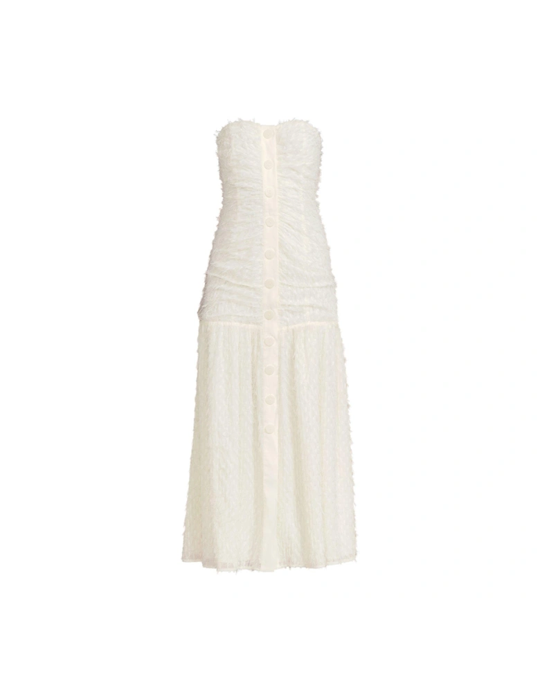 Textured Bandeau Dress - Cream/White