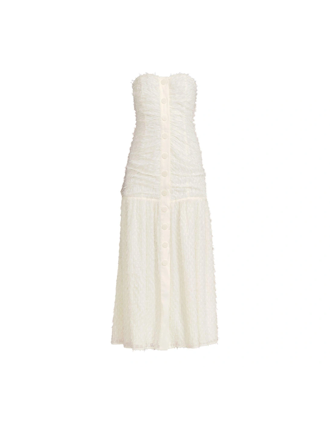 Textured Bandeau Dress - Cream/White