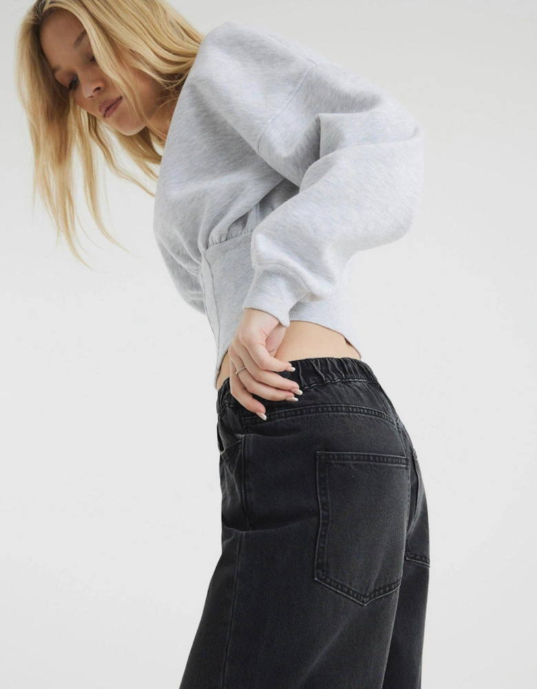 Elasticated Barrel Jean - Black