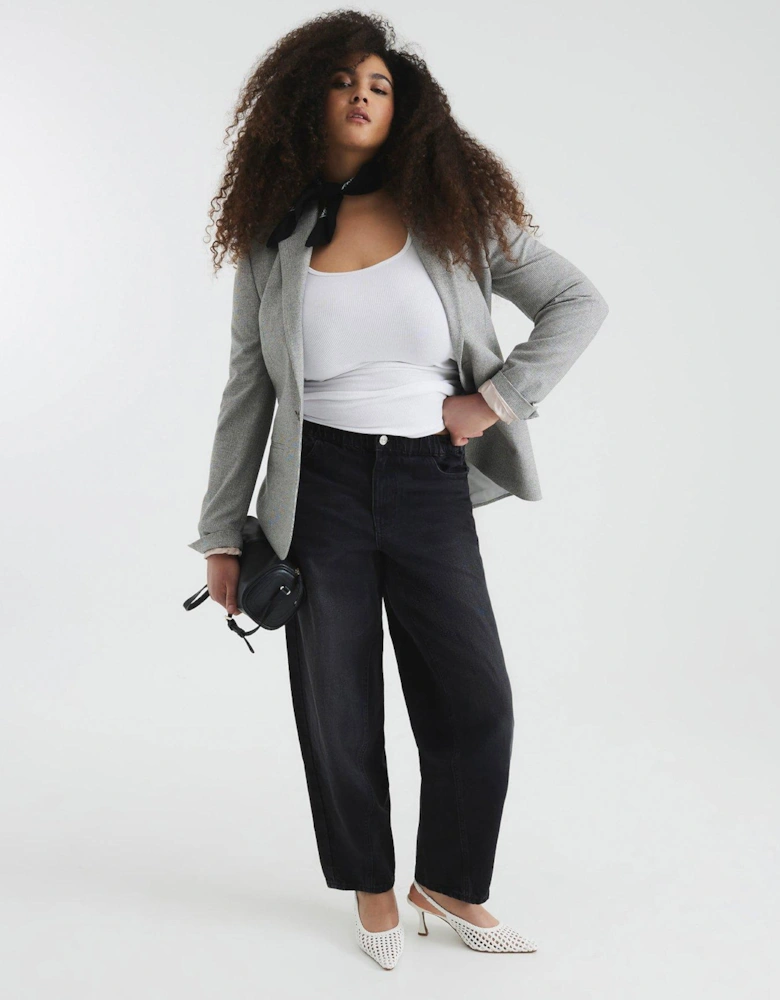 Elasticated Barrel Jean - Black