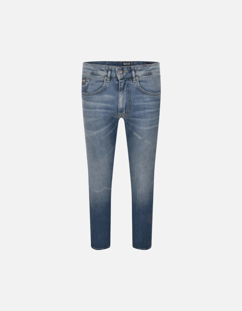 Skinny Fit Distressed Blue Jeans